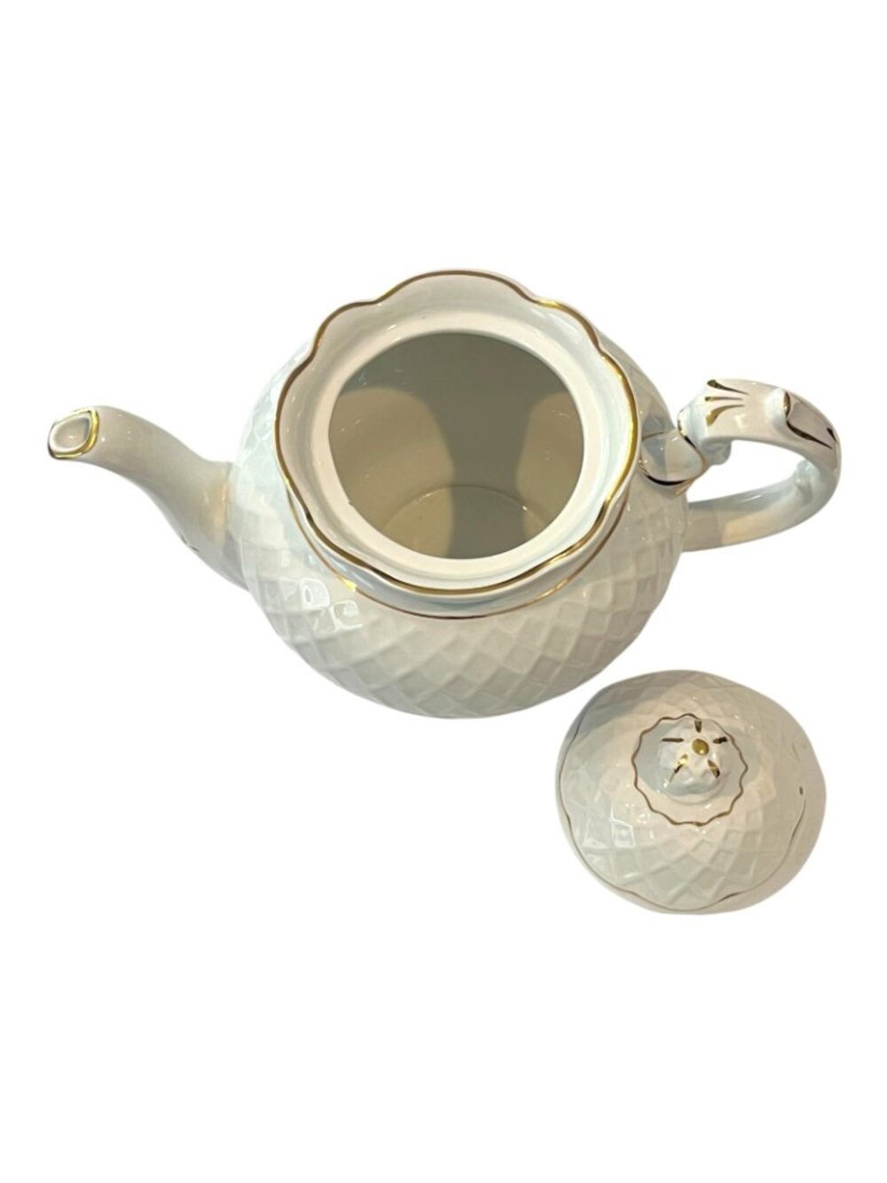 Crown Dorset Staffordshire England Teapot Flowered and Gold Trim - Picture 8 of 10